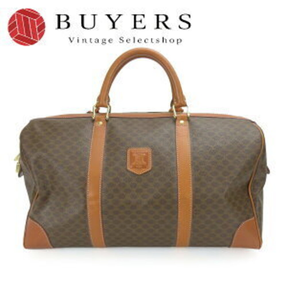 Celine Boston Bag Macadam Leather Brown Travel Lock